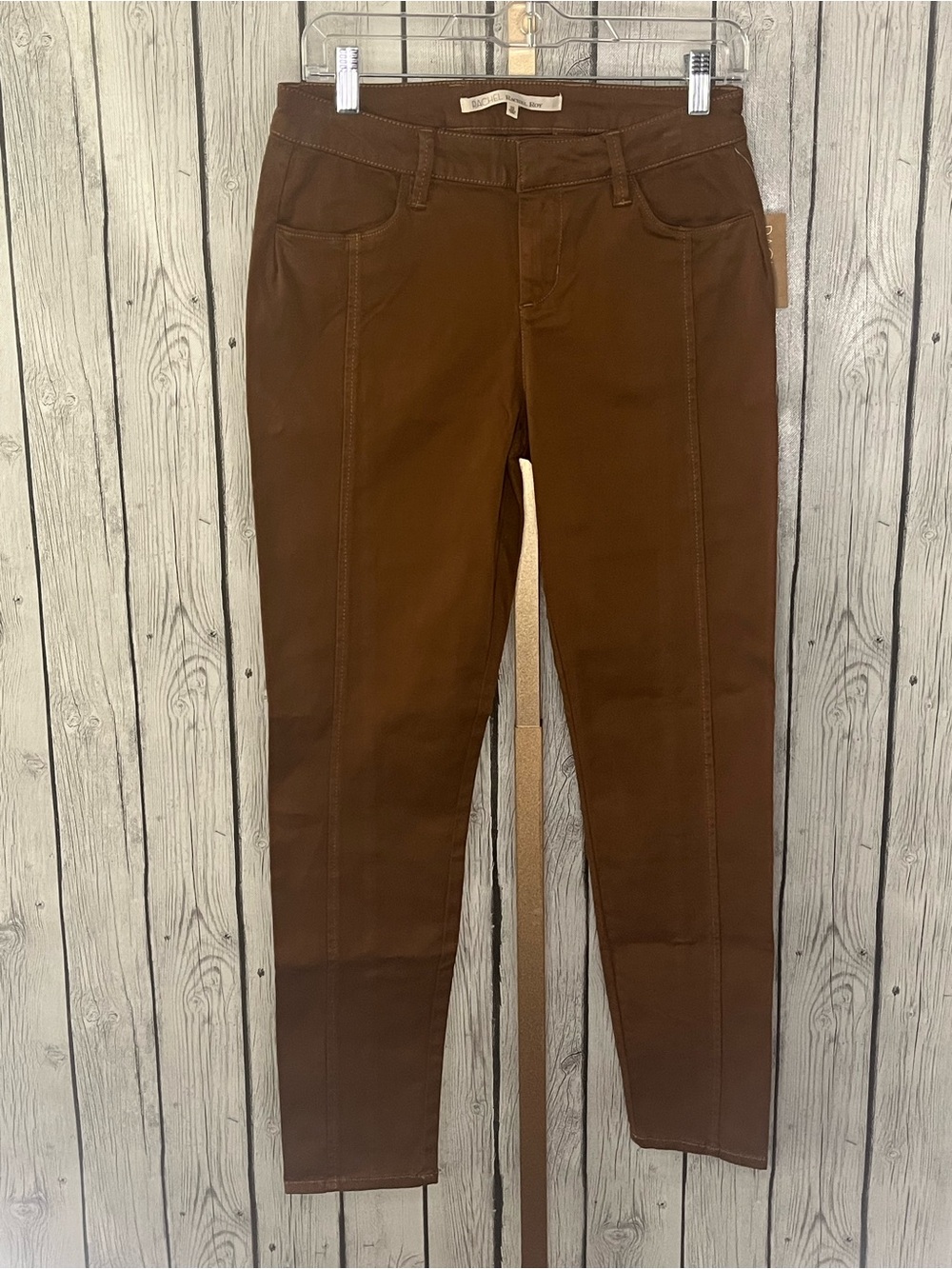 Rachel Rachel Roy Brown mid rise Seamed Sateen Skinny Jeans 28 NWT